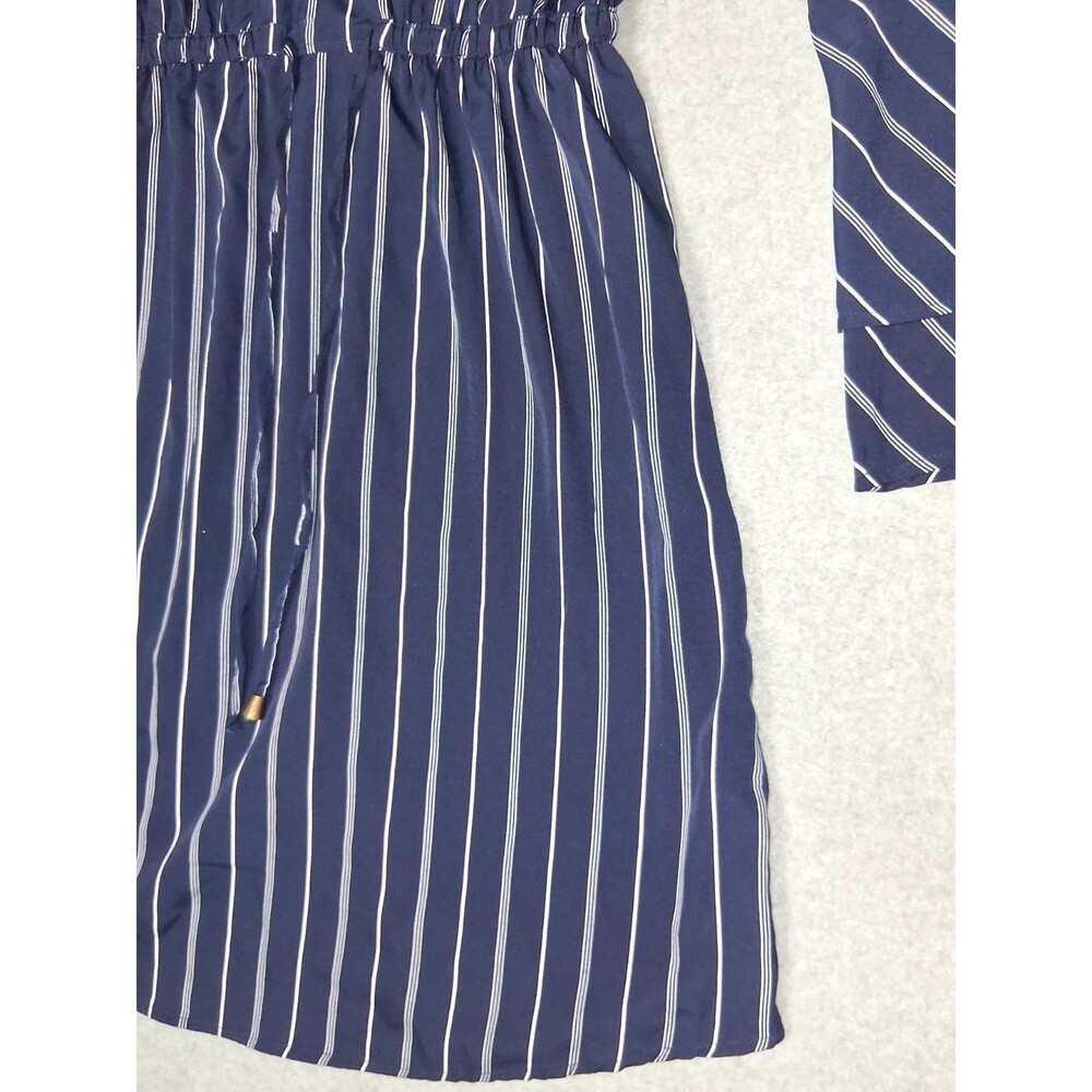 Hint Of Blush 3/4 Bell Sleeve Midi Dress Small Navy Blue Pinstripe Nautical - Picture 6 of 12